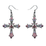 Hivava  -  Gothic Pink Heart Cross Earrings Y2K Kpop Purple Zircon Cross Drop Earring for Women Grunge Egirl Earrings Jewelry Accessories