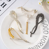 Hivava  Rhinestone Tassel Hair Claw Clip Bun Women Flower Hairpin Headwear Hairgrip Metal Barrette Banana Twist Hair Accessories Jewelry