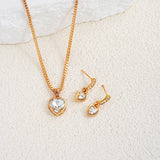 Hivava  -  3 Pcs Heart Pendant Jewelry Set Of Earring Pendant Necklace For Women Exquisite Fashion Rhinestone Double Heart Jewelry Set Gift