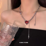 Hivava  Gothic Thorn Heart Necklace For Women Titanium Steel Choker Collar Chain Luxury Punk Jewelry Hip Hop Female Accessories