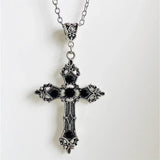 Hivava  -  Gothic black ruby cross pendant men's women's necklace European and American retro simple fashion jewelry gifts