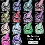 Hivava  -  Reflective Glitter Gel Pink Sparkling Sequins Gel Nail Polish Soak Off UV Nail Gel Semi-permanent Nail Art Decoration