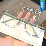 Hivava Ins Metal Round Decor Round Glasses Women Anti Blue Light Computer Glasses Black Metal Spectacle Frame 0 Diopter 2024 Glasses