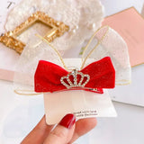 Hivava  -  Red Golden Velvet Bow Hair Ornament Baby Hair Circles Pins Christmas New Year Korean Accessories Hair Clips for Women Girls 1pcs