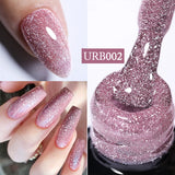 Hivava  -  7ml Champagne Gold Reflective Glitter Rubber Base Gel Nail Polish Sparkling Glowing Semi Permanent Nail Art UV Gel