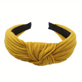 Hivava  -  Knitted Knotted Solid Wide Headbands Women Girls New Fashion Hair Hoop Simple Cross Knot Hairbands Headwear Hair Accessories