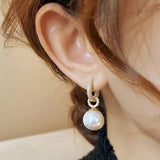 Hivava  -  sliver-plated Pearl Zircon Earring for Women Girl Party Gift Circular Temperament Banquet Jewelry