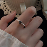 Hivava  -  Black Zircon Love heart Ring for Women New Fashion Design Cool Style Adjustable Rings