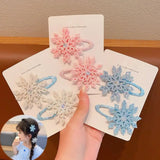 Hivava  -  Blue White Snowflake Hair Clip Fashion Barrettes Party Gifts Snowflake Hairpins Christmas Hair Accessories Xmas Bow Hair Clip