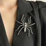 Hivava  -  Exaggerated Black Sparkling Crystal Large Spider Brooch for Women Autumn and Winter Suit Coat Chest Flower Pin