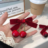 Hivava  -  Autumn new cherry bow hair clips ladies elegant ponytail clip sweet and lovely bangs clip side clip headdress hair accessories