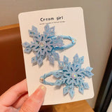 Hivava  -  Blue White Snowflake Hair Clip Fashion Barrettes Party Gifts Snowflake Hairpins Christmas Hair Accessories Xmas Bow Hair Clip