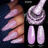 Hivava  -   7ml Pink Purple Reflective Gel Nail Polish Glitter Semi-permanent UV Gel LED Nail Supplies Nail Art Varnish Manicure