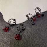 Hivava  -  Y2K Gothic Liquid Heart Cross Star Pendant Earrings Red Zircon Love Dangle Earring Goth Irregular New Aesthetic Tassel Earrings