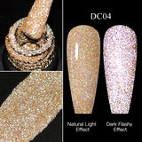 Hivava  -  Reflective Glitter Gel Pink Sparkling Sequins Gel Nail Polish Soak Off UV Nail Gel Semi-permanent Nail Art Decoration