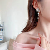 Hivava  Spring New Dress Women's Flower Earrings Design Simulation Pearl Rose Flower Earrings Exquisite Fashion Accessories