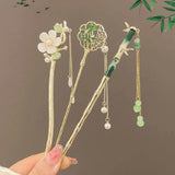 Hivava  -  Retro Chinese Style Tassel Hair Clip For Women Hair Stick Pins Flower Handmade Hairpins Charm Jewelry Accessories Hair Ornaments