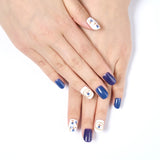 Hivava  10PCS Blue & White Handmade Porcelain Short Square Nail Tips Chinese Rose Stars False Nails Press On Nail Art Reusable Fake Nail