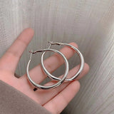 Hivava  -  New Trendy Silver Color Double Layer Circle Hoop Earrings For Women Exaggerated Metal Layer Round Earrings Jewelry Gift