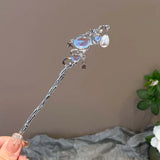 Hivava  -  Vintage Moonstone Hair Sticks for Women New Chinese Style Metal Long Tassel Chain Hair Pins Headwear Hair Accessories