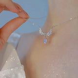 Hivava Y2K Crystal Bow Angel Wings Heart Pendant Necklace For Women Sweet Cool Girl Clavicle Chain Trendy Aesthetic Jewelry Accessories