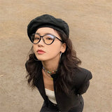 Hivava  Korean Cat Eye Glasses Frame Women Lovely Ins No Makeup Plain Glasses Men Eyewear Cute Decorative Computer Glasses