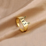 Hivava Lovely Cartoon Drop Oil Cat Open Rings for Women Men Vintage Fashion Animal Cat Opening Finger Ring Jewelry Gifts