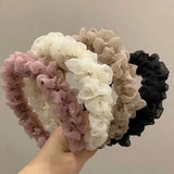 Hivava  -  New Trendy Solid Color Mesh Pleated Headbands for Women Korean Elegant Ruffle Hairband Hair Band Headwear Hair Accessories