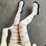 Hivava  Sexy Cross Tie Silk Stockings Fashion Black White Long Tube Socks Girl Lolita Sweet JK Women Tight Shaping Transparent Leg Sox