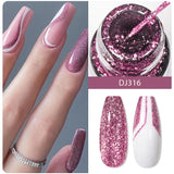 Hivava  -  Metallic Gold Sliver Pink 5ml Liner Gel Nail Art Polish Painting Mirror Gel Graffiti Stripe Design Varnish DIY