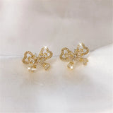 Hivava  -   Needle Exquisite Bow Earrings Female New Fashion Korean Temperament Sweet Earrings Perersonality Trendy Jewelry