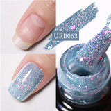 Hivava  -  7ml Sparkling Glitter Rubber Base Gel Nails Shining Glitter Semi Permanent Soak Off UV LED Varnish All for Manicure