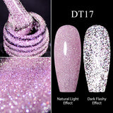 Hivava  -  7ml Purple Fluorescent Reflective Gel Nail Polish Neon Glitter Sparkly Semi Permanent UV LED Gel Nail Art Varnish