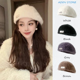 Hivava   -  Trendy Autumn/Winter Women's Beret Hat featuring Reversible Design and Rabbit Fur