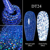 Hivava  -  7ml Purple Fluorescent Reflective Gel Nail Polish Neon Glitter Sparkly Semi Permanent UV LED Gel Nail Art Varnish