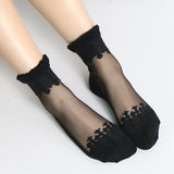 Hivava  1Pair Women Lace Ruffle Ankle Sock Soft Comfy Sheer Silk Cotton Elastic Mesh Knit Frill Trim Transparent Women's socks Hot 2022