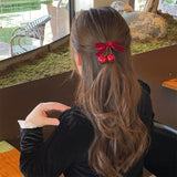 Hivava  -  Autumn new cherry bow hair clips ladies elegant ponytail clip sweet and lovely bangs clip side clip headdress hair accessories