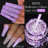 Hivava  -  Metallic Gold Sliver Pink 5ml Liner Gel Nail Art Polish Painting Mirror Gel Graffiti Stripe Design Varnish DIY