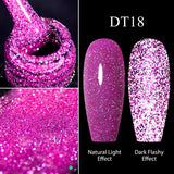 Hivava  -  7ml Red Pink Fluorescent Reflective Gel Nail Polish Glitter Sparkly Neon Semi Permanent UV LED Gel Nail Art Varnish