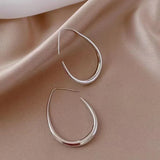 Hivava  -  Hot Sale GoldSilver Color Needle Geometric Oval Hoop Earrings For Women Simple Desgin Earrings Party Wedding Jewelry Accessories