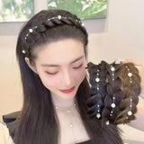 Hivava  Pearl Twist Braid Hair Band For Women Toothed Non-slip Hair Hoop Designer Elastic Headband Fashion Braids Hair Accessories Girls