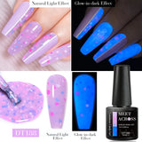 Hivava  -  7ml Glow In Dark Candy Gel Nail Polish Summer Sparkly Glitter Sequins Luminous Nail Art UV Gel Varnish Manicure