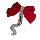 Hivava  -  New Velour grace Bow Hairpin Crystal Fringe Tassel Hair Clip Women Ponytail Rhinestone Beading Hair Accessories Gifts Heawear