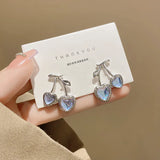 Hivava  -  Korean Simple Blue Opal Star Moon Stud Earrings for Women Exquisite Zircon Cross Planet Round Earrings Aesthetic Jewelry Gifts