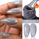 Hivava  -  7.5ml Glitter Nail Gel Polish Summer Laser Silver Nude Sequins Manicure Semi Permanent Soak Off Nail Art Gel Varnish