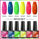 Hivava  -  6Pcs/Set Coffee Series Gel Nail Polish Autumn Nail Art Gel Varnish Semi Permanent Soak Off UV Gel Manicure Kit For Nails