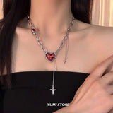 Hivava  Gothic Thorn Heart Necklace For Women Titanium Steel Choker Collar Chain Luxury Punk Jewelry Hip Hop Female Accessories