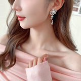 Hivava  Spring New Dress Women's Flower Earrings Design Simulation Pearl Rose Flower Earrings Exquisite Fashion Accessories