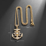 Hivava Hip Hop Cubic Zirconia Pirate Ship Anchor Compass Pendant Necklace Men Women Fashion Lucky Amulet Jewelry Gift Couple