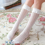 Hivava  1 Pair New Sexy Lace Lovely Girls Lolita Socks Soft Sweet Women White Stockings Knee High Cute Socks